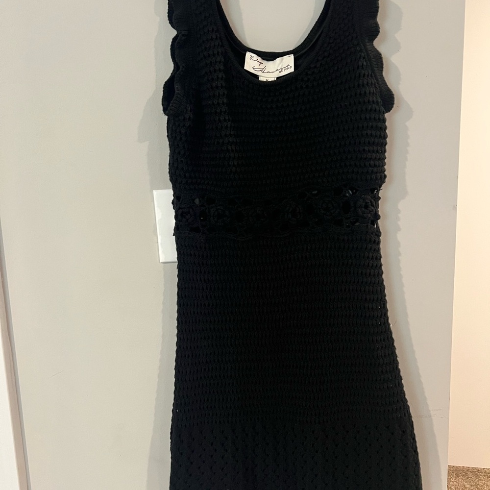 Black crochet dress